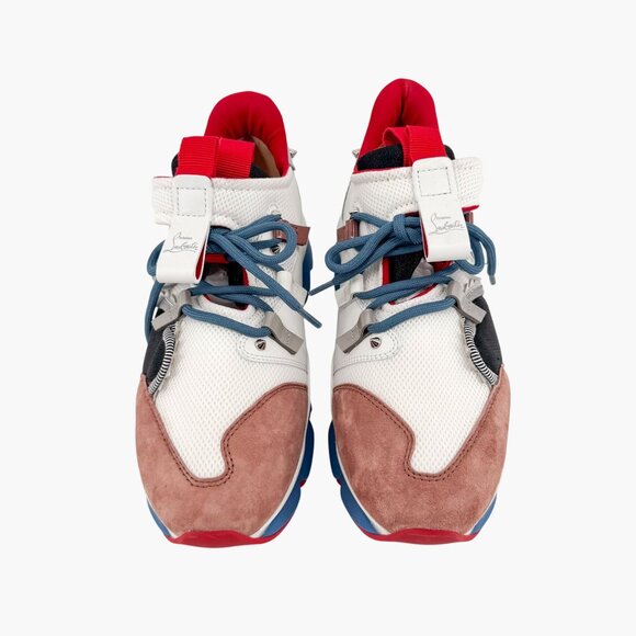 Christian Louboutin Red Runner Sneakers Multi Suede Mesh Size 40 US 10 Women - Picture 2 of 14